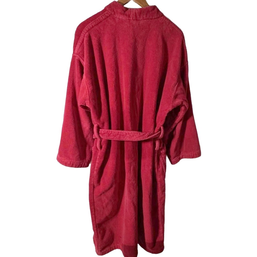 Vintage Polo Ralph Lauren Bathrobe Plush Lounge Spa Red O/S Pocket Pony SEE NOTE - Picture 4 of 8